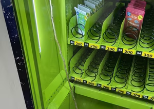 Mladík se snažil vydolovat zboží z automatu, ovšem marně | © Městská policie Olomouc