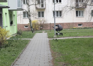 Dítě spalo v kočárku před domem, na místo vyjížděli strážníci | © Městská policie Olomouc