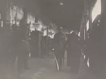 Prezident T. G. Masaryka 19. září 1921 na nástupišti olomouckého nádraží. Fotografie, Státní okresní archiv v Olomouci, Archiv města Olomouce, fond Sbírka obrazového materiálu a fotografií Olomouc, M 8-34, inv. č. 1857.