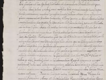 Císař Maxmilián II. vydává doporučující dopis Cunradovi Dasypodiovi, matematikovi; Speyer 30. září 1570, neověřený opis. Státní okresní archiv v Olomouci, Archiv města Olomouce, fond Zlomky registratur 1426–1786 (1890), M-1-1, inv. č. 4471.