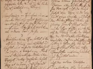 Johann Christoph Handke (1694–1774): Popis malířské výzdoby olomouckého orloje, 1746. Archiv města Olomouce, M 1-1, Zlomky registratur 1426–1786 (1890), inv. č. 4898.