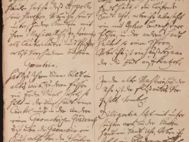 Johann Christoph Handke (1694–1774): Popis malířské výzdoby olomouckého orloje, 1746. Archiv města Olomouce, M 1-1, Zlomky registratur 1426–1786 (1890), inv. č. 4898.