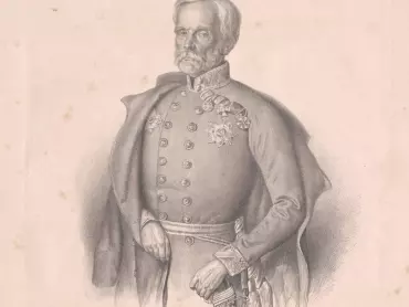 Polní podmaršálek Heinrich Sunstenau svobodný pán von Schützenthal (1780–1865). Na vyobrazení je dekorován hvězdou velkokříže bavorského Královského záslužného řádu sv. Michaela, hvězdou velkokříže hesenského Řádu lva, rytířským kříže sicilského řádu sv. Ferdinanda a za zásluhy, dělovým křížem z napoleonských válek a služebním křížem za roky odsloužené v armádě. Nedatovaná litografie, po roce 1839.