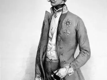 Generálmajor Franz svobodný pán von Cordon (1796–1869), 30. dubna 1849 povýšený na polního podmaršálka, ministr války ve Schwarzenbergově vládě. Je vyobrazen se svýmii vyznamenáními – rytířským křížem papežského Řádu sv. Jiřího Velikého, Řádu železné koruny 1. třídy a hvězdou parmského Řádu konstantiniánských rytířů sv. Jiří. Litografie Josefa Kriehubera z roku 1849.