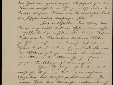 Třetí strana nástupního manifestu císaře Františka Josefa I. Österreichischer Staatsarchiv, převzato z www: http://franzjoseph.staatsarchiv.at/1848-revolution-und-konterrevolution/.