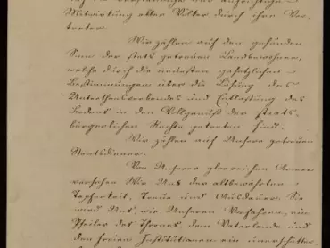 Čtvrtá strana nástupního manifestu císaře Františka Josefa I. Österreichischer Staatsarchiv, převzato z www: http://franzjoseph.staatsarchiv.at/1848-revolution-und-konterrevolution/.