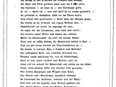 Veršování divadelního ředitele Karla Burghausera v anonymně vydané knize polního podmaršálka Friedricha von Sunstenau Olmütz im Jahre 1848, Olmütz 1856, druhá část.