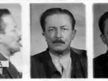 František Kolava, v roce 1947 tajemník ČSNS v Olomouci, fotografie z roku 1951 z vyšetřovacího spisu StB, Archiv ministerstva vnitra, č. V-1131. Z prvního i druhého snímku je zřejmé, že František Kolava nebyl po více než dvouletém věznění schopen udržet hlavu zpříma.