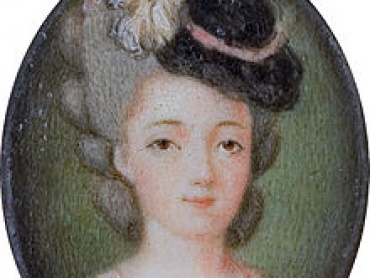 Marie Adrienne Françoise de Noailles markýza de La Fayette (1759–1807), olejomalba neznámého malíře, na rubu obrazu štítek s nápisem „Marquise/de/la Fayette/née Noailles“, poslední třetina 18. století, Christie’s, London.