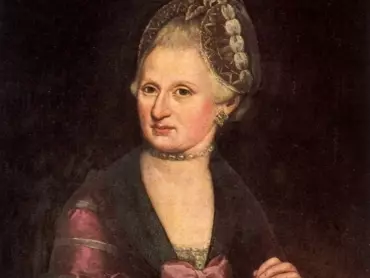 Matka Wolfganga Amadea Mozarta Marie Mozartová roz. Pertlová, olejomaba Marie Rosy Hagenauer-Barducciové, kolem roku 1775. Internationale Stiftung Mozarteum, Salzburg.