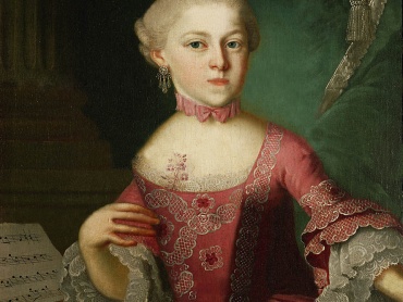 Marie Anna (Nannerl) Mozartová, patrně malba Pietra Antonia Lorenzoniho (1721–1752) z počátku roku 1763. Internationale Stiftung Mozarteum, Salzburg.