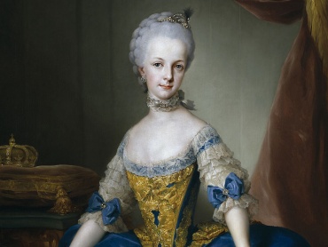 Anton Raphael Mengs (1728–1779): Arcivévodkyně Marie Josefa Rakouská. Olejomalba na plátně, 1767. Museo Nacional del Prado. Její zasnoubení s neapolským a sicilským králem Ferdinandem IV. symbolizuje neapolská koruna v pozadí obrazu.