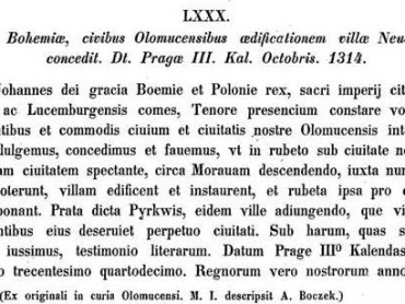 Codex diplomaticus et epistolaris Moraviae, Sechster Band, Vom Jahre 1307–1333, regidirt von Joseph Chytil, Brünn 1854, s. 56.