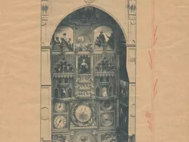 Olomoucký orloj po rekonstrukci v roce 1898. Státní archiv v Olomouci, Archiv města Olomouce, fond M-8-34 Sbírka obrazového materiálu a fotografií Olomouc, inv. č. 2872.