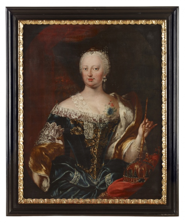 Marie Terezie Habsburská (13. května 1717 Vídeň – 29. listopadu 1780 Vídeň), arcivévodkyně rakouská, markraběnka moravská, královna uherská a královna česká. Anonymní olejomalba, kolem roku 1750, Vlastivědné muzeum v Olomouci.